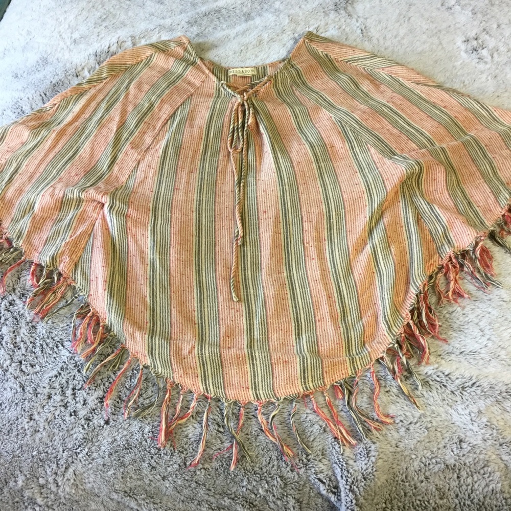 Vintage Billabong Fringe Poncho style top, M/L